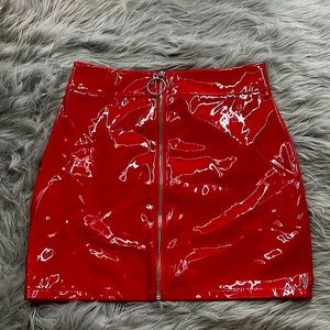 Red Pleather Mini Skirt